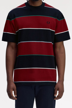Fred Perry Striped Relaxed T-Shirt Navy