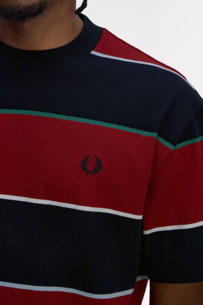 Fred Perry Striped Relaxed T-Shirt Navy