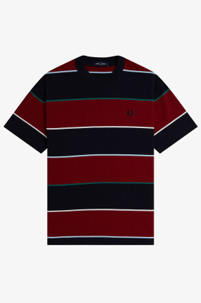 Fred Perry Striped Relaxed T-Shirt Navy
