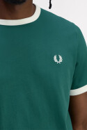 Fred Perry Ringer T-Shirt Sport Green Snow White