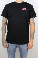 True Rebel T-Shirt FCK NZS Stripes Pocket Print Black Pink