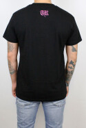 True Rebel T-Shirt FCK NZS Stripes Pocket Print Black Pink