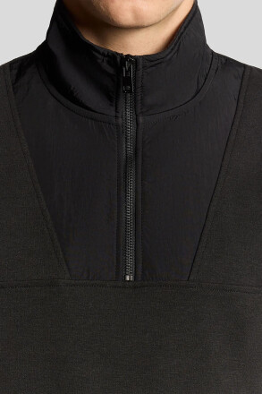 Lyle & Scott Panneled Hybrid Quarter Zip Black Ice