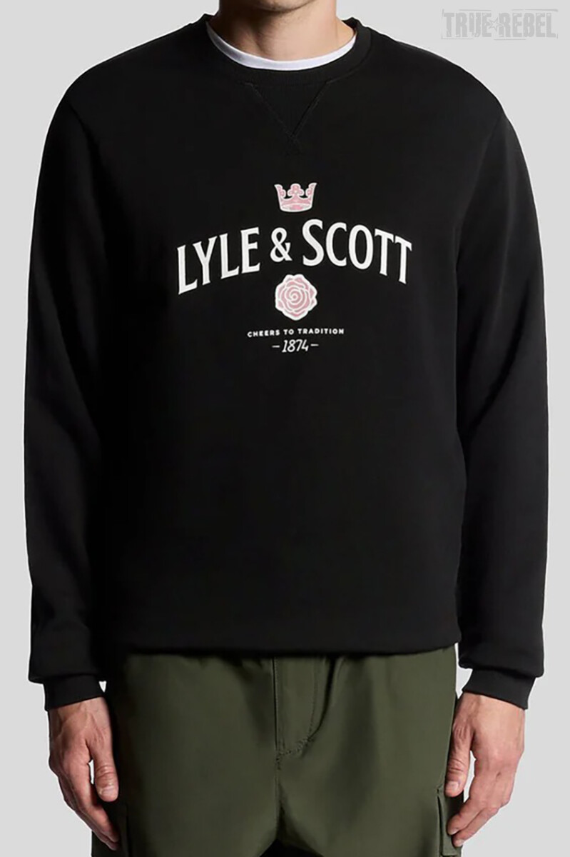 Lyle & Scott Cheers To Tradition Graphic Sweater Jet Bla
