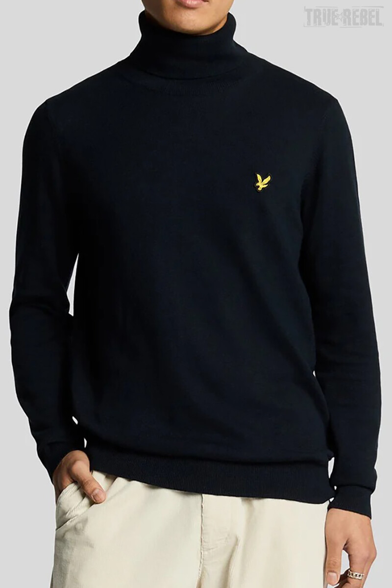 Lyle & Scott Cotton Merino Turtleneck Jumper Jet Black