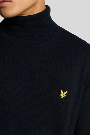 Lyle & Scott Cotton Merino Turtleneck Jumper Jet Black