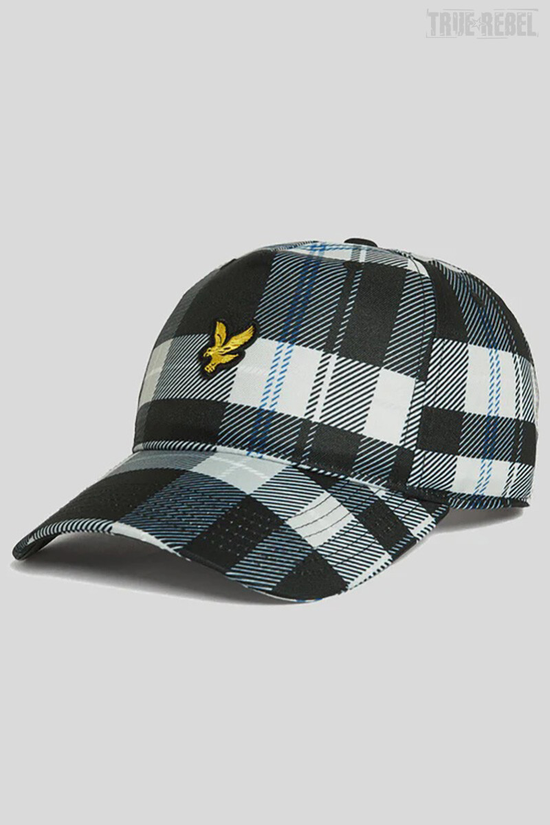 Lyle & Scott Tartan Cap Jet Black White