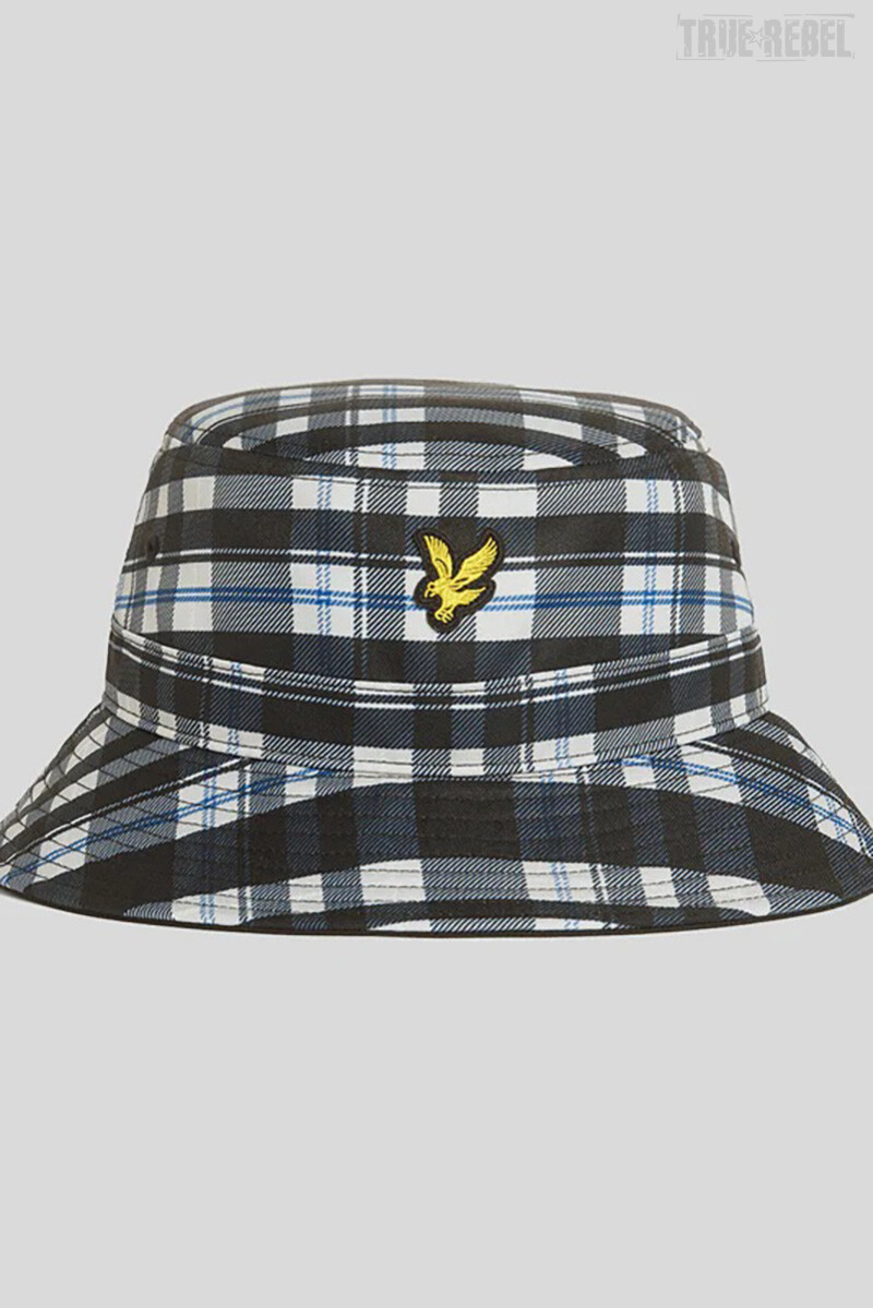 Lyle & Scott Tartan Bucket Hat Jet Black White