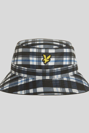 Lyle & Scott Tartan Bucket Hat Jet Black White