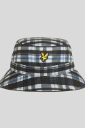 Lyle & Scott Tartan Bucket Hat Jet Black White