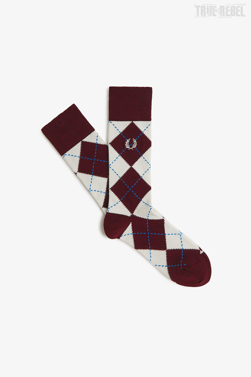 Fred Perry Jacquard Argyle Socks Oxblood Ecru