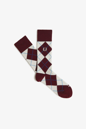Fred Perry Jacquard Argyle Socks Oxblood Ecru