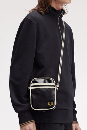 Fred Perry Classic Small Side Bag Black Ecru