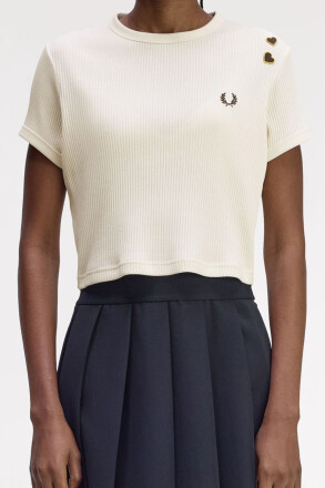 Fred Perry Amy Winehouse Ladies Ribbed T-Shirt Ecru
