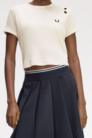 Fred Perry Amy Winehouse Ladies Ribbed T-Shirt Ecru