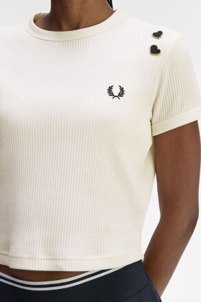 Fred Perry Amy Winehouse Ladies Ribbed T-Shirt Ecru
