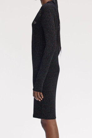 Fred Perry Amy Winehouse Metallic Ribbed Dress Black