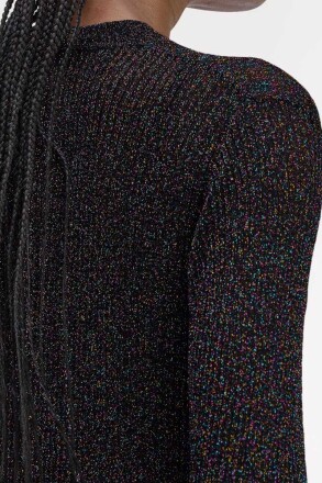 Fred Perry Amy Winehouse Open Knit Metallic Ribbed Top Black
