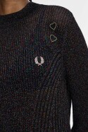 Fred Perry Amy Winehouse Open Knit Metallic Ribbed Top Black