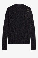 Fred Perry Amy Winehouse Open Knit Metallic Ribbed Top Black