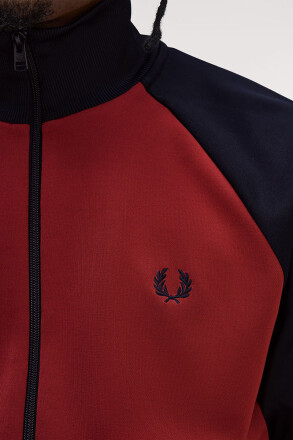 Fred Perry Contrast Sleeve Track Jacket Burton Red Navy