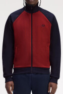 Fred Perry Contrast Sleeve Track Jacket Burton Red Navy