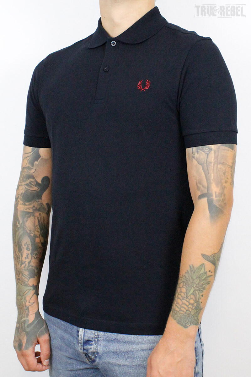 Fred Perry Polo Shirt Navy Burnt Red