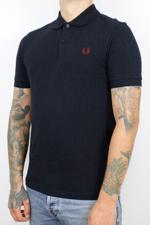 Fred Perry Polo Shirt Navy Burnt Red