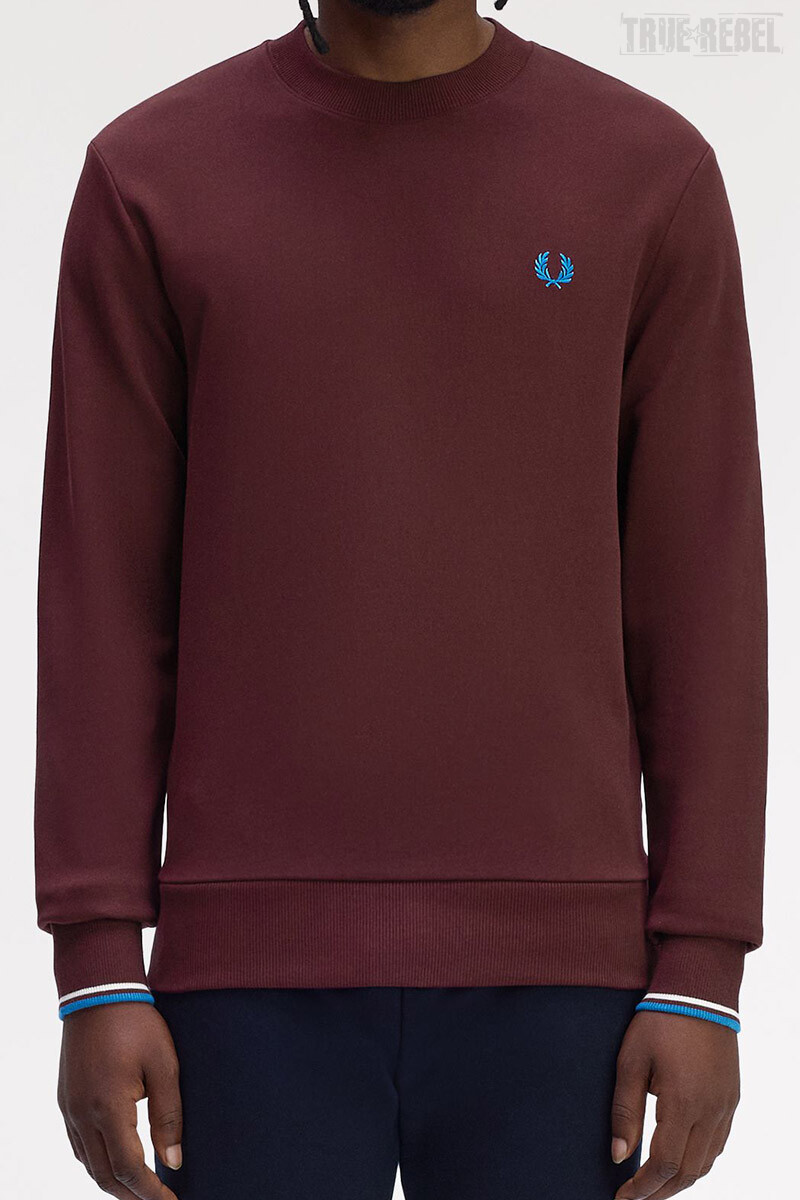 Fred Perry Crew Neck Sweater Oxblood Ecr box