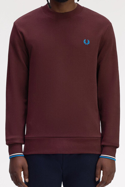 Fred Perry Crew Neck Sweater Oxblood Ecru