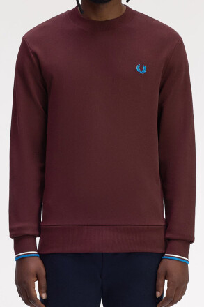 Fred Perry Crew Neck Sweater Oxblood Ecru