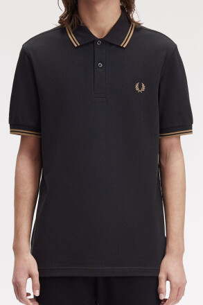 Fred Perry Twin Tipped Polo Shirt Black Shaded Stone