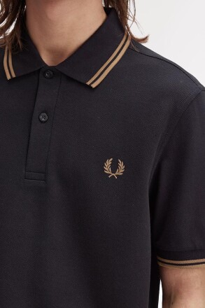 Fred Perry Twin Tipped Polo Shirt Black Shaded Stone
