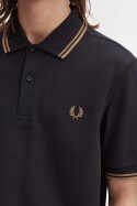 Fred Perry Twin Tipped Polo Shirt Black Shaded Stone