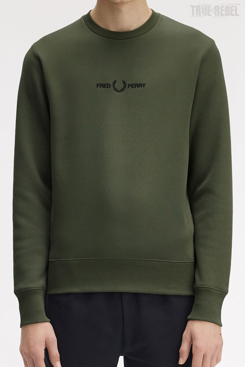 Fred Perry Embroidered Sweater LW Green