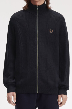Fred Perry Textured Zip Through Cardigan Black