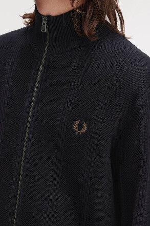 Fred Perry Textured Zip Through Cardigan Black