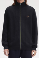 Fred Perry Textured Zip Through Cardigan Black