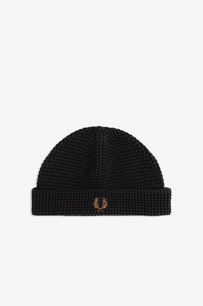 Fred Perry Waffle Beanie Black