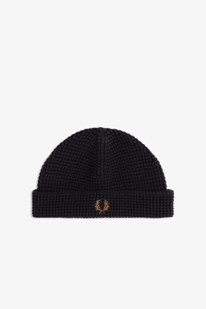Fred Perry Waffle Beanie Black