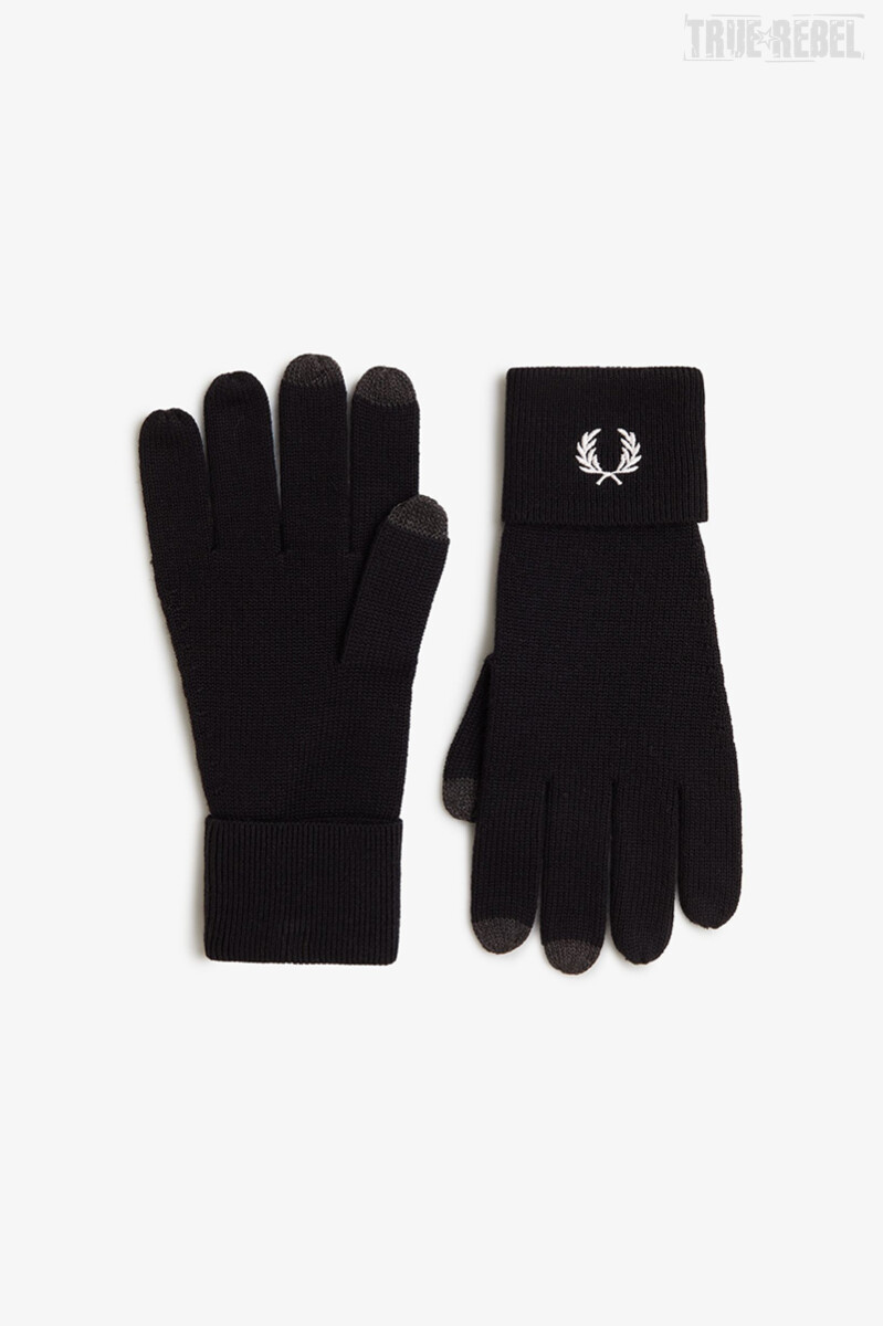 Fred Perry Classic Merino Wool Gloves Black Snow White