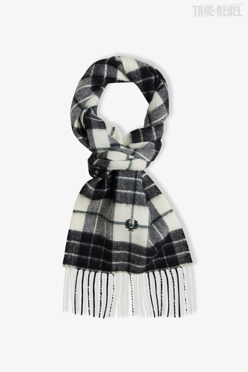 Fred Perry Lambswool Tartan Scarf Ecru