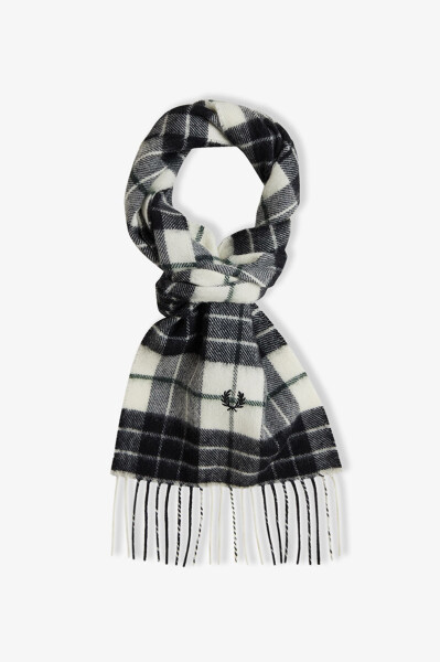 Fred Perry Lambswool Tartan Scarf Ecru