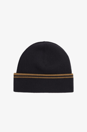 Fred Perry Twin Tipped Merino Wool Beanie Black Shaded Stone