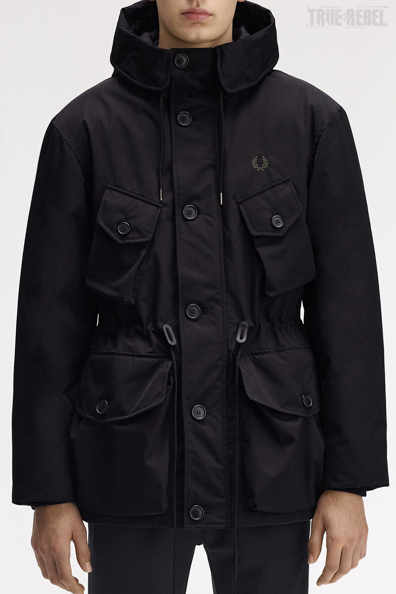 Fred Perry Patch Pocket Puffer Jacket Black