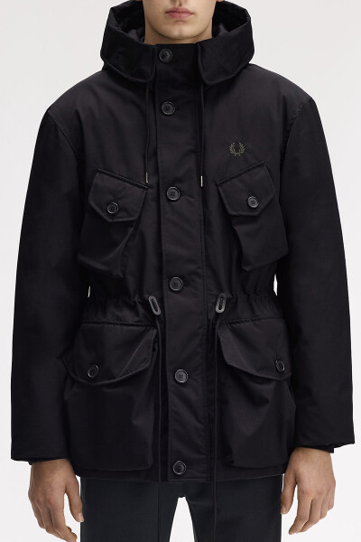 Fred Perry Patch Pocket Puffer Jacket Black