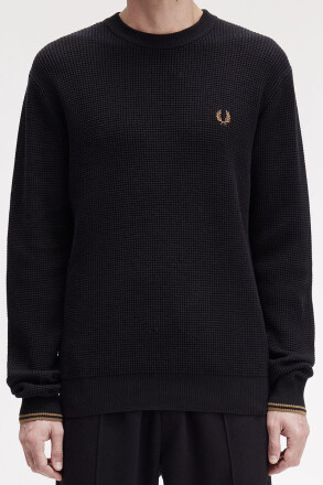 Fred Perry Waffle Stitch Jumper Black