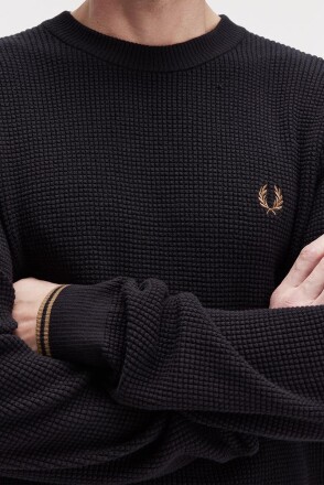 Fred Perry Waffle Stitch Jumper Black