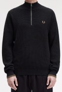 Fred Perry Waffle Stitch Half Zip Black