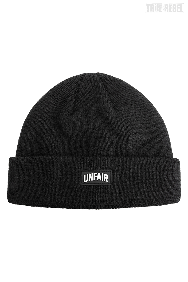 Unfair Curved Patch Beanie Black